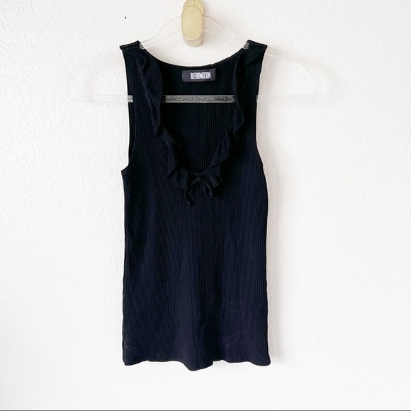 Reformation ruffle neck sleeveless ribbed top size small - Picture 1 of 7